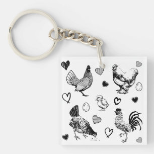 Porte-clefs Collage de poulets mignons