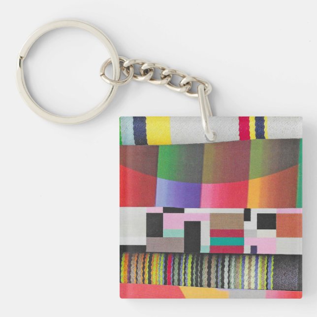 Porte-clefs collage de rayures et de courbes (Devant)