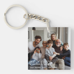 Porte-clefs Collage de script familial Chic