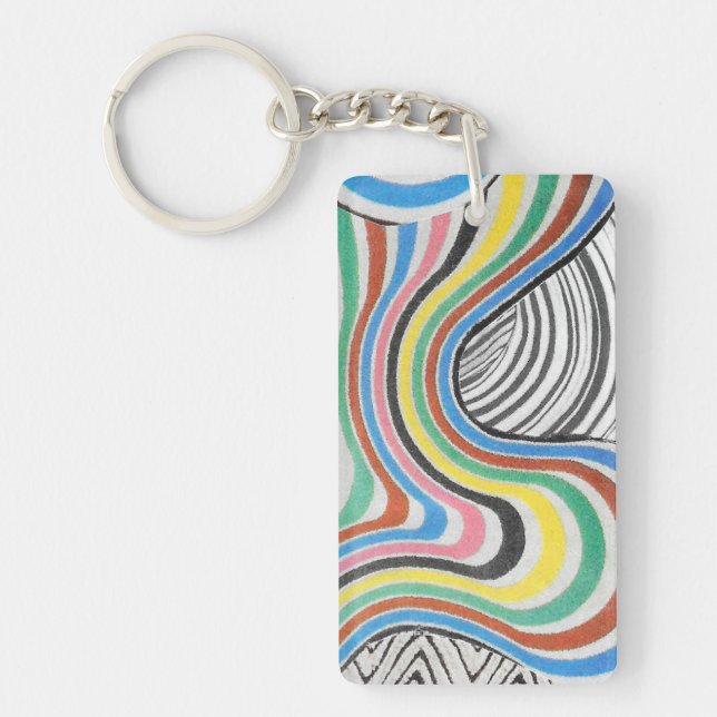 Porte-clefs Collage de vagues en zigzag tripant (Devant)