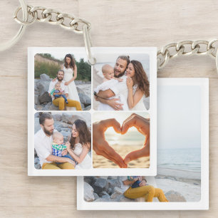 Porte-clefs Collage personnalisé famille cinq photo personnali
