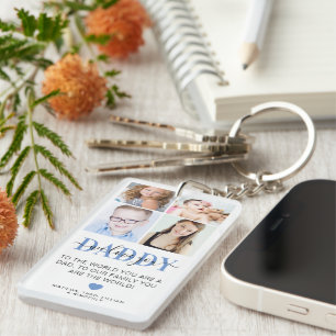 Porte-clefs Collage photo 4 Insta tendance DADDY 'we love you'