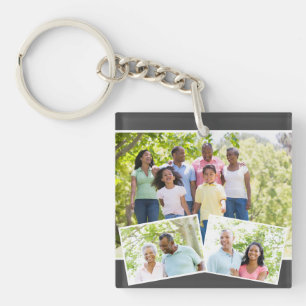 Porte-clefs Collage photo avec 3 photos de famille - Gris char