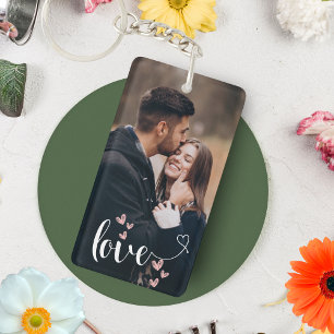 Porte-clefs Collage photo Couple personnalisé Coeurs d'amour
