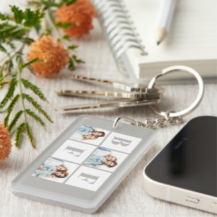 Porte-clefs Collage photo de 3 BFF Meilleures amies Gris