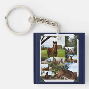 Porte-clefs Collage photo de cheval encadré,