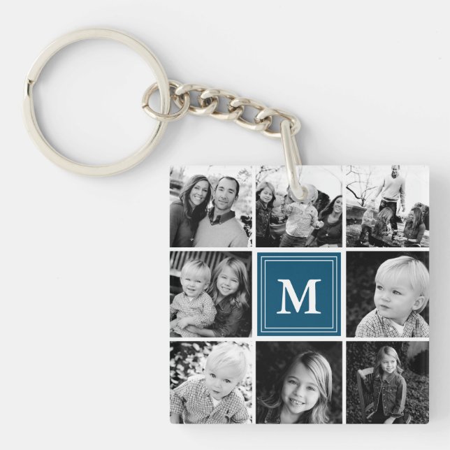 Porte-clefs Collage photo de famille Monogram Navy (Devant)