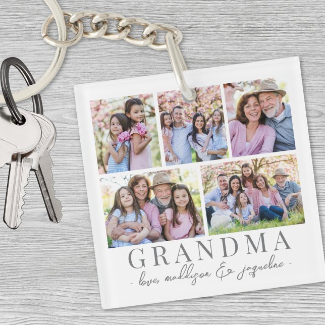 Porte-clefs Collage photo de grand-mère (Grandma Photo Collage Keychain)