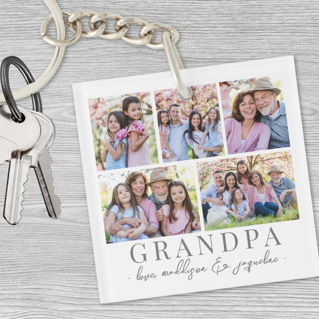 Porte-clefs Collage photo de grand-père (Grandpa Photo Collage Keychain)