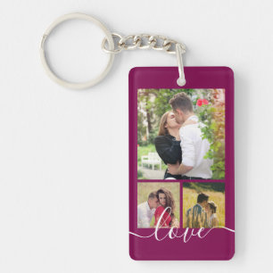 Porte-clefs Collage photo moderne à 4 cases Cadeau souvenir d'