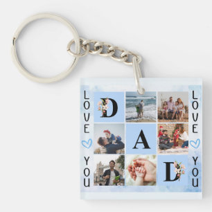 Porte-clefs Collage photo personnalisé de Love You Dad - Perso