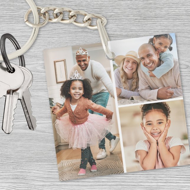 Porte-clefs Collage photo recto-verso (Double Sided Photo Collage Picture Keychain )