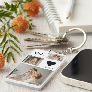 Porte-clefs Collage tendance Photo & We Love You Daddy Cadeau