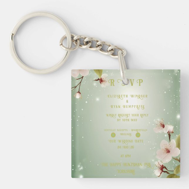Porte-clefs Collection de Cartes d'Invitation de Mariage "Fleu (Devant)