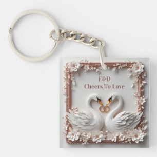 Porte-clefs 🕊️ Collection de mariage Cadre floral à cœur de c