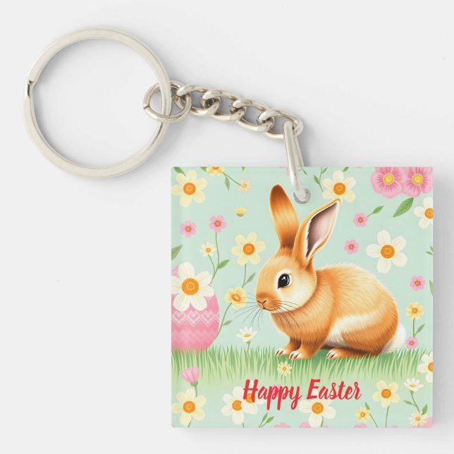 Porte-clefs Collection de Pâques de lapin de vacances moderne (Devant)