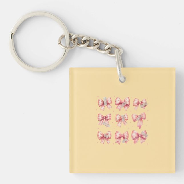 Porte-clefs Collection de ruban à arc rose aquarelle washi (Devant)