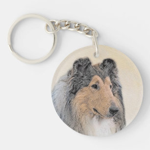 Porte-clefs Collie (Rough) Peinture - Cute Original Chien Art