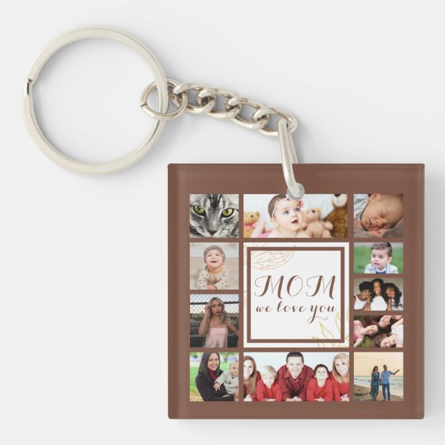 Porte-clefs Collier de clés Maman Géniale On T'Aime Collage de (Devant)