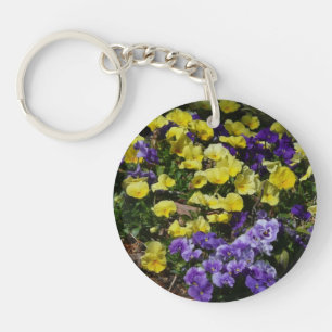 Porte-clefs Colline de pensées violettes et jaunes