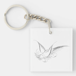 Porte-clefs Colombe calligraphique de style Victorian Penwork