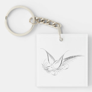 Porte-clefs Colombe calligraphique victorienne