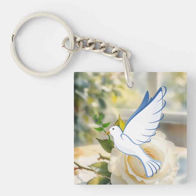 Porte-clefs Colombe de la paix  (Devant)