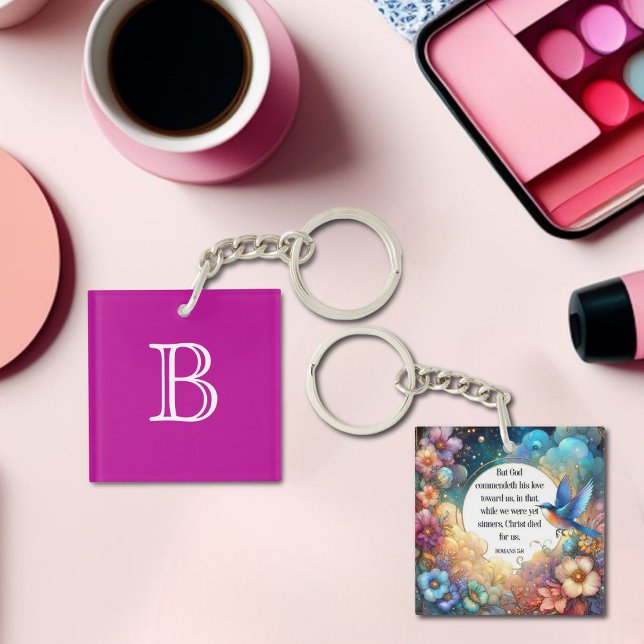 Porte-clefs Coloré Christian Romans Bible Verse Monogramme (Créateur téléchargé)
