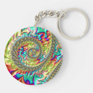 Porte-clefs Coloré Gras Vibrant Groovy Tripant Spirale Fractal