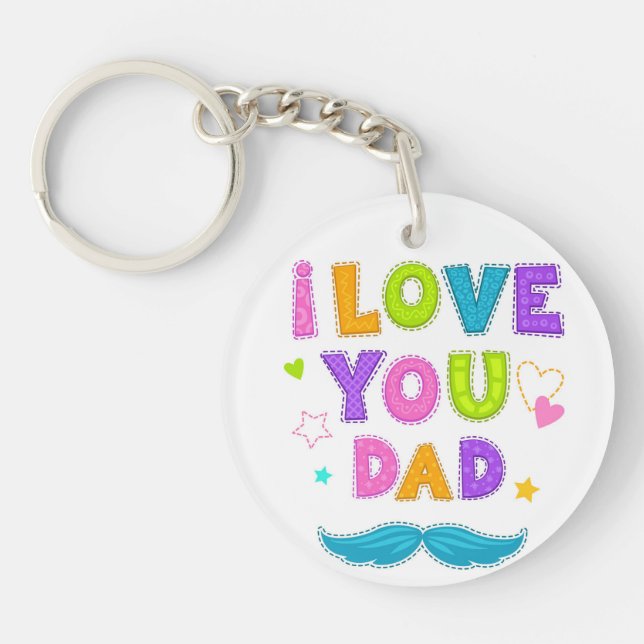 Porte-clefs Coloré Je T'Aime Papa (Devant)