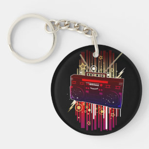 Porte-clefs Coloré Néon Haut-Parleur Artwork pour Musique et R