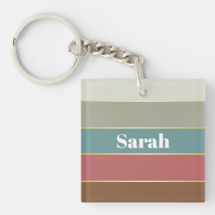 Porte-clefs Coloré Pastell Gold Personnalisé Bandes de Couleur