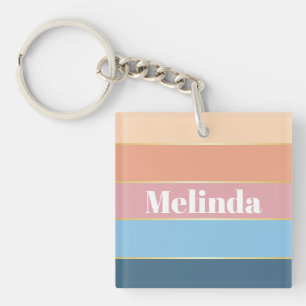 Porte-clefs Coloré Pastell Gold Personnalisé Bandes de Couleur