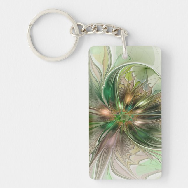 Porte-clefs Colorful Fantasy Modern Abstract Fractal Flower (Devant)