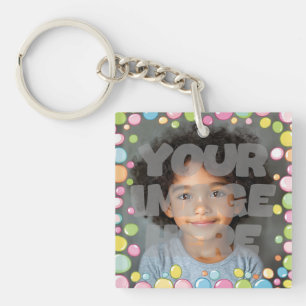 Porte-clefs Colorful Fun Pastel Bubble Frame Bordure pour Phot