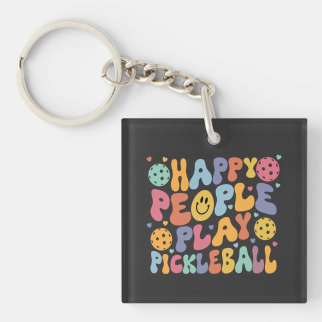 Porte-clefs Colorful Happy People Jouer Pickleball Citation (Devant)