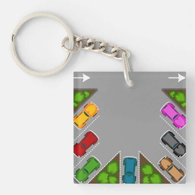 Porte-clefs Colorful Parking Lot Overhead View Car Enthusiast (Devant)