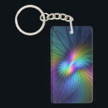 Porte-clefs Colorful With Blue Modern Abstract Fractal Art<br><div class="desc">Fractal art for the senses.
Design for your rectangle keychain and more.</div>