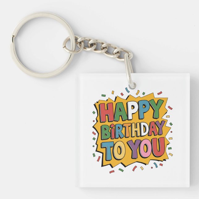 Porte-clefs Comic Burst Joyeux Anniversaire (Devant)