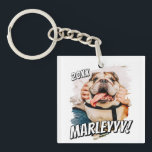 Porte-clefs Comic moderne simple Grunge personnalisé photo pou<br><div class="desc">Ce design simple et classique est composé de typographie serif et d'ajouter une photo personnalisée de votre animal de compagnie.</div>