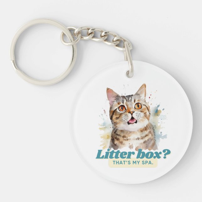 Porte-clefs Comical Kitty "Litter Box ? C'est mon Spa" (Devant)