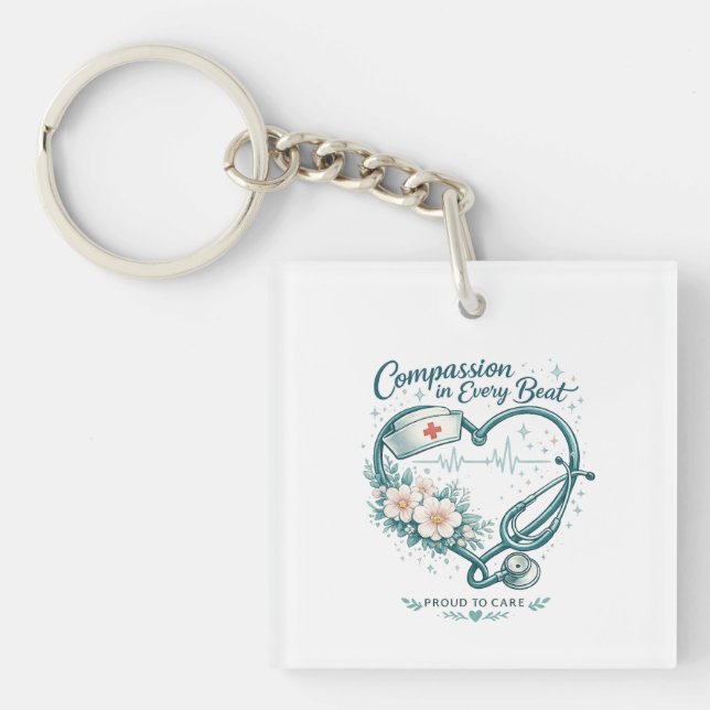 Porte-clefs Compassion à chaque battement Design de cœur d'inf (Devant)