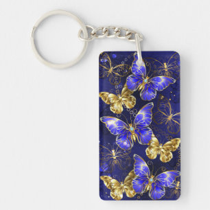 Porte-clefs Composition avec papillons de saphir
