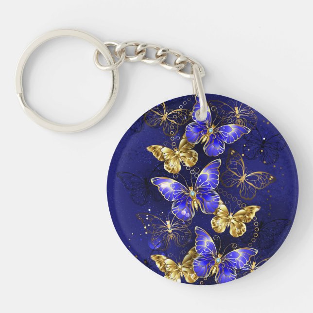 Porte-clefs Composition avec papillons de saphir (Devant)