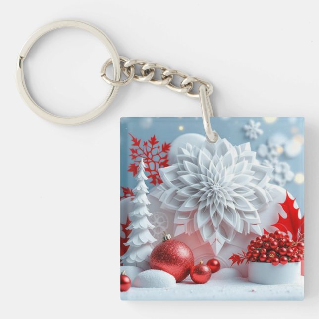 Porte-clefs Composition Fleur d'Hiver (Devant)