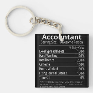 Porte-clefs Comptable Nutrition Fact, Nutrition Fact