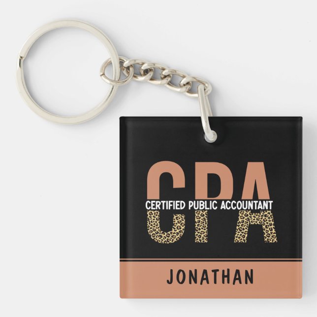 Porte-clefs Comptable public certifié CPA Leopard (Devant)