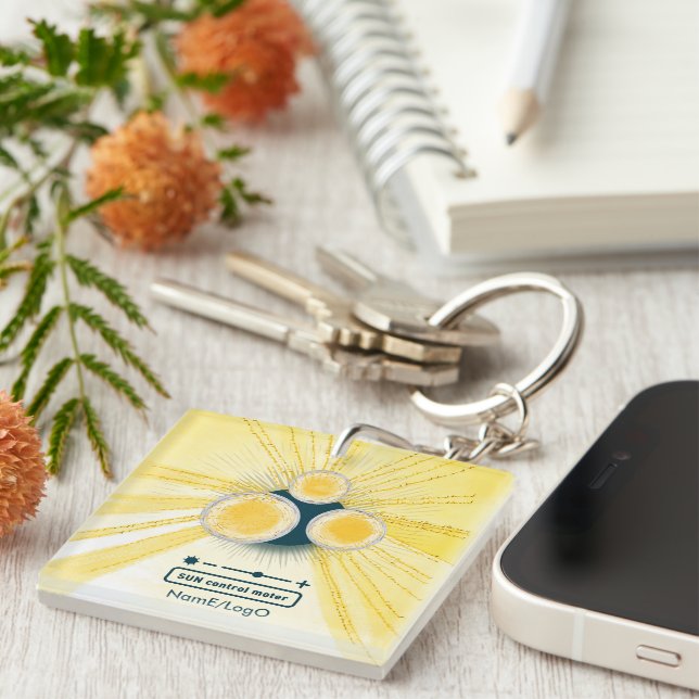 Porte-clefs compteur de contrôle du soleil en acrylique objet_ (Devant Droit)