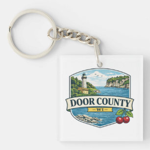 Porte-clefs Comté de Door, phare du Wisconsin et lac Michigan
