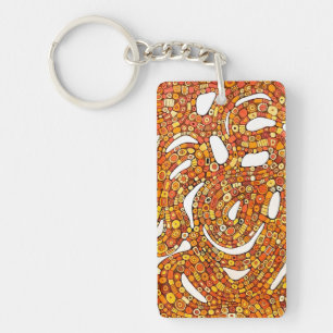 Porte-clefs Conception Abstraite Couleurs Rouge Orange Jaune d